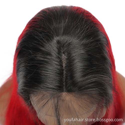 Free Sample 12A Brazilian Human Virgin Hair Wig Ombre Colored 1b/red 13x4 HD Lace Front Wig Transparent Lace Frontal Wigs Vendor